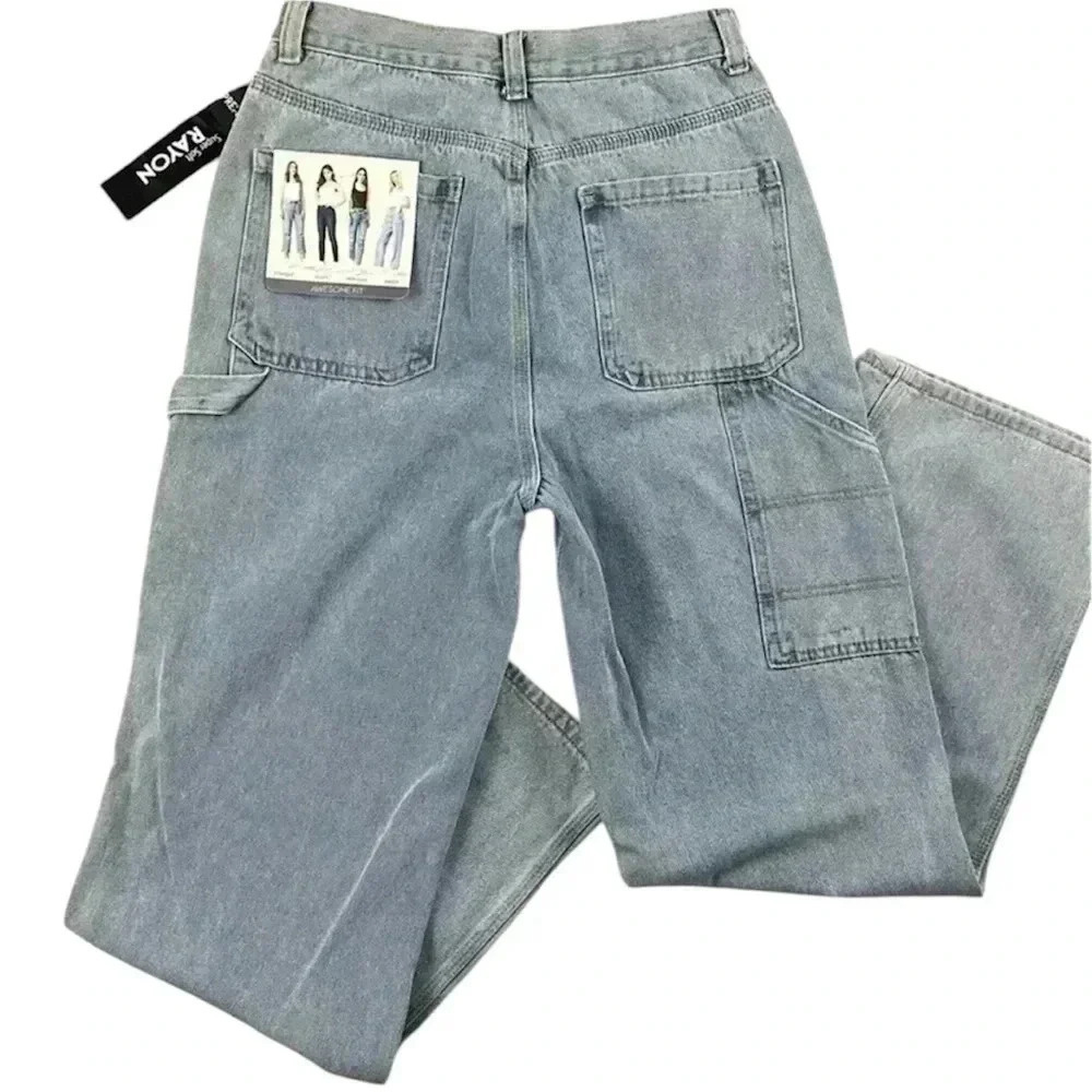 NWT Simple Society Highrise Light Wash Rayon Ankle Carpenter Jeans Size 9/29 - Picture 3 of 16
